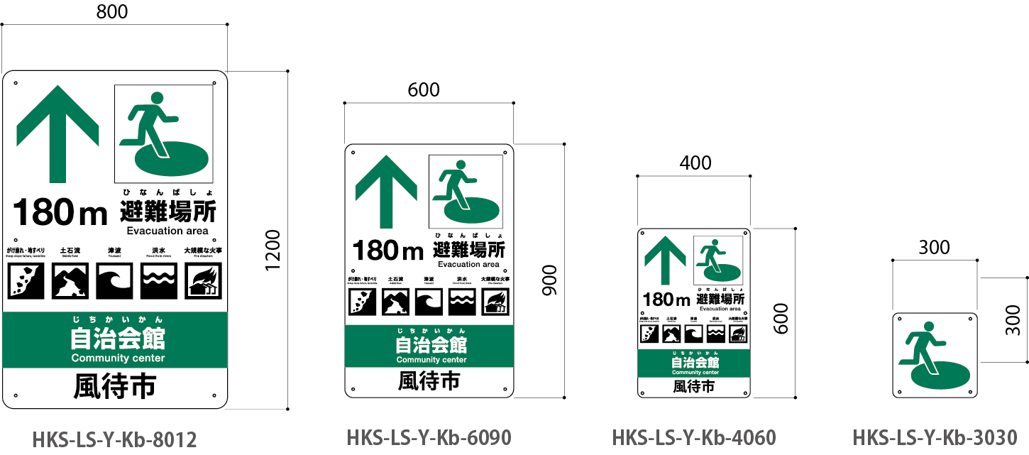 壁面取付けプレートサインサイズ図